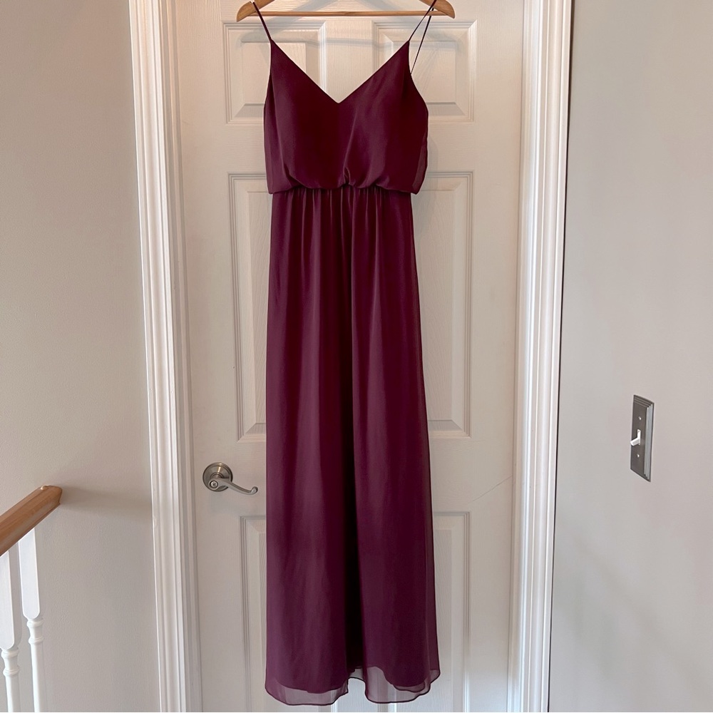 Bridal & Formal A-Line Blouson Chiffon Maxi Bridesmaid Dress Size 2 Burg…